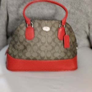 Coach dome leather in signature satchel handbag